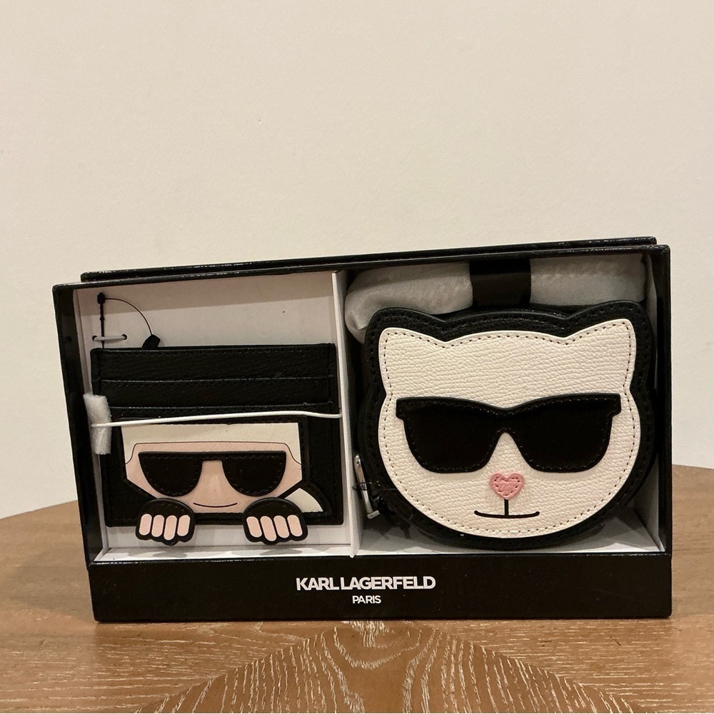 Karl Lagerfeld Kids Cat and Wallet Set - Black and Cream
